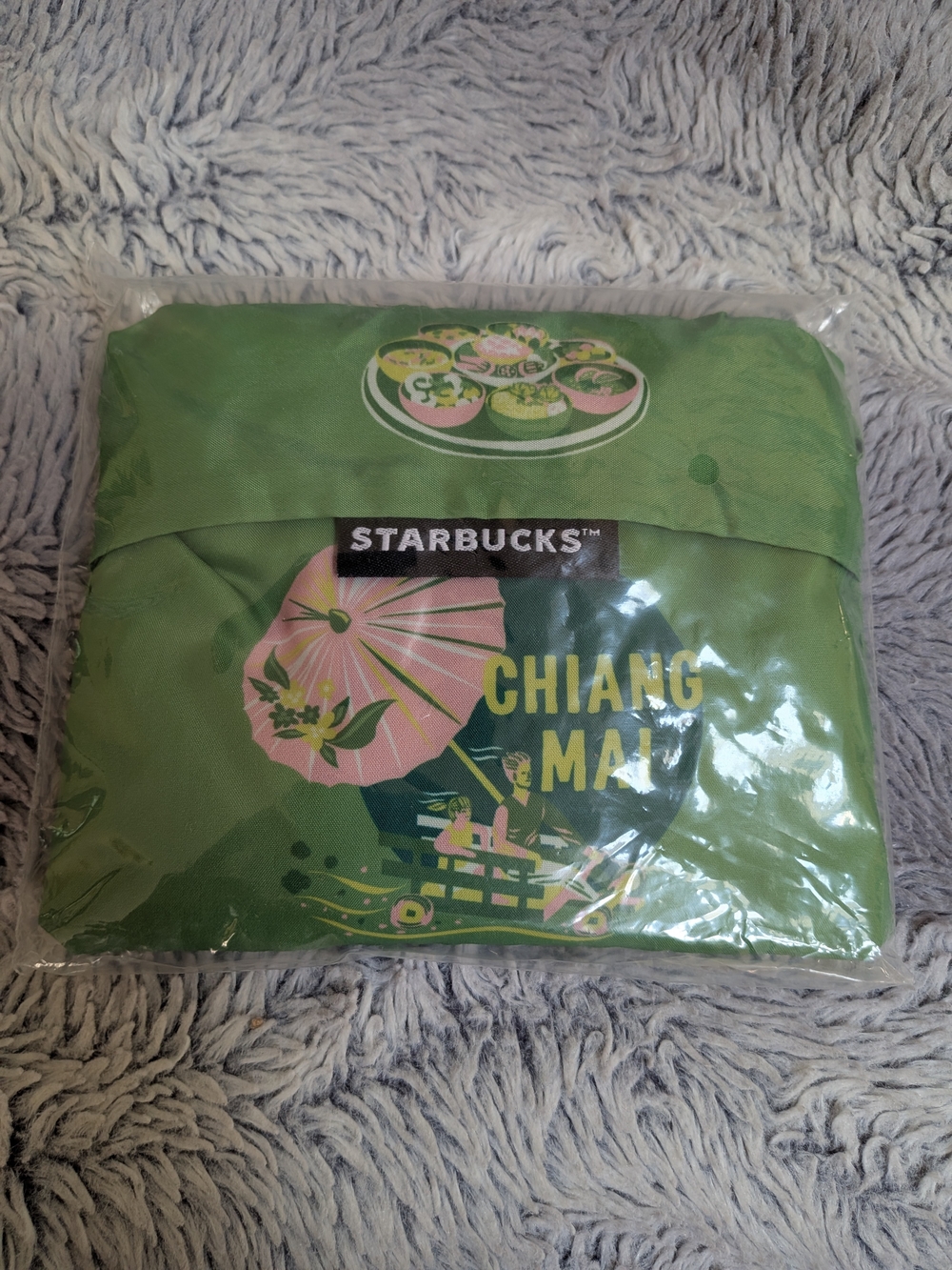 Starbucks Asia Chiang Mai Green Mini Bag with Pink Accents BNWT